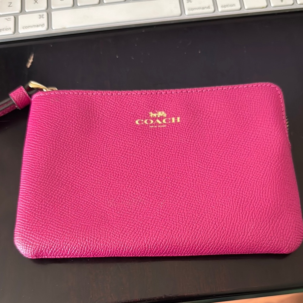Coach Pink Pebbled Leather Clutch